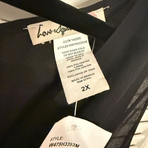 Love Squared Black Lace Hem LBD Sheer Chiffon Surplice Dress Whimsigoth Fairy 2x - Picture 5 of 6